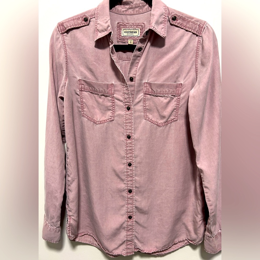 Express Boyfriend Soft Pink Long Sleeve  Pockets Size XS